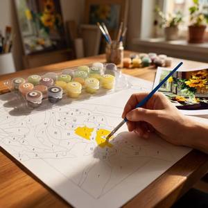 Peinture par numéros DIY de haute qualité pour adultes et enfants, kit de peinture à l'huile numérique florale moderne avec peintures acryliques pour la décoration murale à la maison, cadeau - Product Image 2