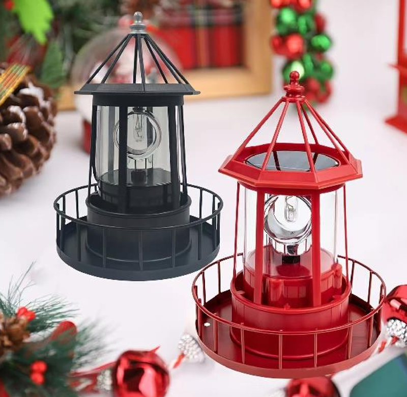 Solar Lighthouse Rotating Lantern Towers Patio