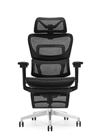 Chaise de bureau ergonomique en maille avec accoudoirs 4D réglables, support lombaire, base en alliage d'aluminium, siège pivotant et fonction d'inclinaison