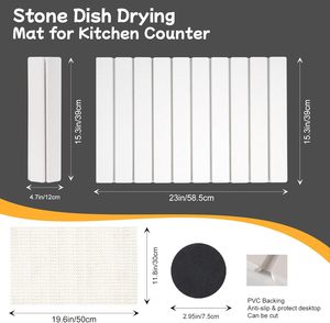 Eco-Friendly Diatomaceous Earth <b>Large</b> Stone Dish Drying <b>Mat</b> Fast Dry Absorbent Collapsible Dish Drying <b>Mat</b> for Kitchen Counter - Product Image 3