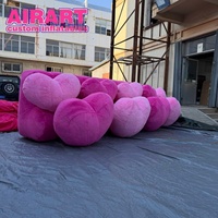 Housse de table DJ en forme de cœur gonflable en peluche pour scène musicale, ballon mural gonflable en forme de cœur pour la décoration de Noël et de festivals
