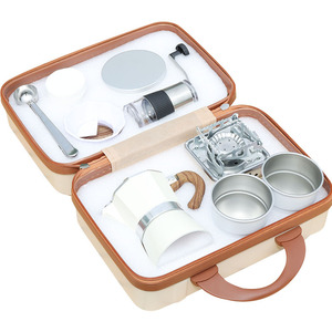 Ensemble de cafetière à expresso portable en acier inoxydable <span class=keywords><strong>avec</strong></span> couvercle, bouilloire pour cuisinière, outils de barista, pot MOKA, boîte cadeau premium <span class=keywords><strong>avec</strong></span> moulin à café - Product Image 1