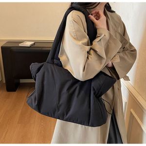 New Puffer Large Capacity Fluffy Cotton-padded <b>Coat</b> Bag Lightweight Tote Bag Solid Color Simple Shoulder Handbag - Product Image 1