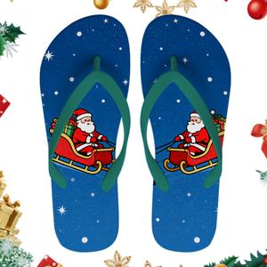 Tongs de Noël pour femmes, sandales de plage personnalisées avec breloque clochette, sangle rouge, semelle blanche, pantoufles festives, vente en gros, usine OEM - Product Image 3