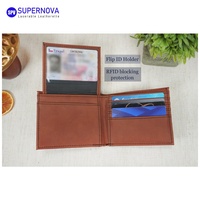 Lasergravierbare Kunstleder-Brieftasche für Herren mit Ausweisfenster, Großhandel Laser-PU-Leder Kartenetui mit ID-Fenster