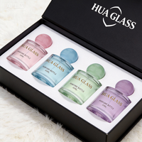 Meistverkaufte Klare Transparente Bedruckbare 30ml 50ml 100ml Leere Parfümflasche mit Harzkugelkappe Glasflasche mit Verpackungsbox