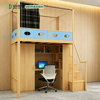 Lit superposé en métal sur mesure pour l'école, avec escalier, bureau, bibliothèque et armoire intégrés, pour enfants