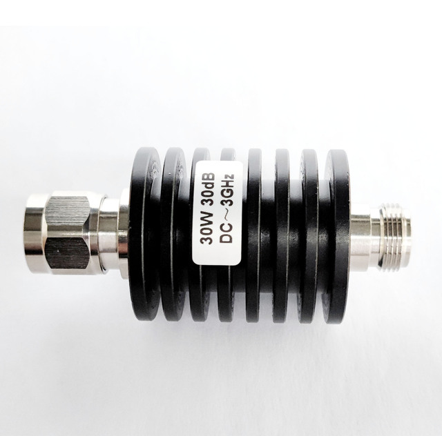 Factory High Precision 30W DC-4GHz N Male to N Female RF Fixed Attenuator Stainless Steel 50 Ohm