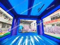 Château gonflable commercial Moonwalk, type maison de rebond, avec parcours d'obstacles et aire de jeux