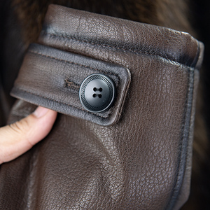 Áo khoác dài da thật cao cấp NAFA Wholesale dành cho nam, viền lông thú thật, lót lông thú thật, chất lượng tốt nhất - Product Image 5