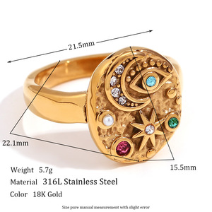 Diseño creativo Acero inoxidable 18K chapado en oro collar pendientes anillo conjunto Micro incrustaciones estrella Luna joyería <span class=keywords><strong>Daemon</strong></span> ojo collar - Product Image 6
