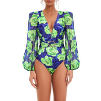 Maillot de bain manches longues à col plongeant Maillot de bain de créateur Bikini Maillot de bain femme
