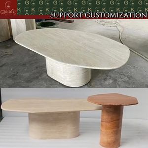 Mesa de Centro de Travertino GOLDKING para Sala de Estar, Mesa de Piedra Beige Natural, Muebles Modernos de Diseño Personalizado con Servicio OEM/ODM - Product Image 3