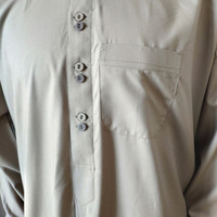 Moins cher Hommes Caftan Thobe À Manches Longues Robe Robe Décontractée Coton Lin Bouton Musulman Chemise