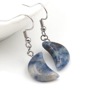 Pendientes de Cristal Natural con Forma de Luna, Pendientes Colgantes de Piedra Curativa, Amuleto de la Suerte, Cristal de Luna, Reiki - Product Image 3