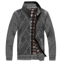 Cardigan en tricot jacquard pour homme, col montant zippé, coupe ample, chaud et décontracté, collection Automne Hiver 2026, vente en gros ODM