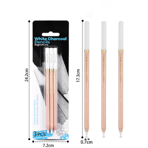 Lot de 3 crayons de craie blanche pour croquis, dessin au fusain, crayons de fusain blanc pour artistes débutants et pour la mise en valeur - Product Image 2