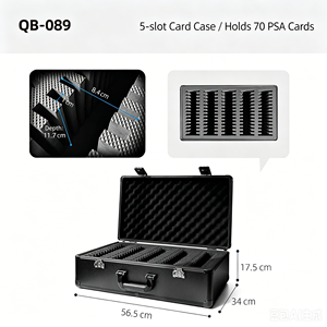 Boîte de rangement pour cartes QB-089 à 5 emplacements, capacité de 70 cartes PSA, en ABS durable, avec fermeture à boucle - Product Image 1