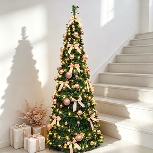 Árbol de Navidad Telescópico Plegable de Alta Calidad de 180 cm con Pantalla LED, Luz Blanca Cálida, Pre-Decorado, en Forma de <span class=keywords><strong>Pagoda</strong></span>, para Interiores - Product Image 3