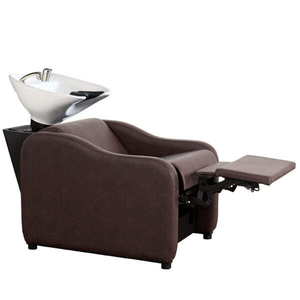 Fauteuil <span class=keywords><strong>de</strong></span> coiffure et <span class=keywords><strong>de</strong></span> lavage <span class=keywords><strong>de</strong></span> style ancien avec accents en bois brun foncé pour salon <span class=keywords><strong>de</strong></span> beauté et barbier - Product Image 5