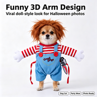 Costume de chien, déguisement d'Halloween pour animaux de compagnie, tenue amusante pour animaux, accessoire photo cosplay, déguisement d'horreur pour chats et petits chiens