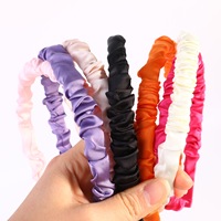 Headband Satin Lipit Warna Solid Buatan Tangan untuk Wanita - Penggunaan Sehari-hari & Pesta