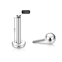 Boucles d'oreilles à billes en titane F136, barres de piercing pour lèvre et cartilage d'oreille, bijoux en alliage de titane G23