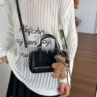 Sacs à bandoulière cylindriques en cuir PU motif léopard pour femmes, petit sac rétro à fermeture éclair, sacs à main en faux daim avec pendentif