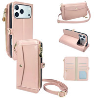 Étui portefeuille de luxe 2-en-1 en PU pour femme avec bandoulière, compatible Galaxy S21/S22/Ultra Z Flip4/Fold4 A56, avec plusieurs emplacements pour cartes