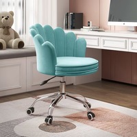 Chaise de bureau moderne réglable en hauteur avec accoudoirs pivotants et pétales de velours pour salon, salle à manger, appartement, hôtel et chambre à coucher