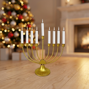 Candelabro Menorah de 7 Brazos, Decorativo, de Hierro, Estilo Antiguo, Hecho a Mano, Duradero, Portátil, para Decoración del Hogar, Uttar Pradesh - Product Image 2