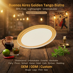Vaisselle en mélamine de luxe européenne OEM ODM en gros, <span class=keywords><strong>assiette</strong></span> et bol ovale géant de 10,2 pouces en ivoire, plat de service commun pour la paella à la maison - Product Image 1