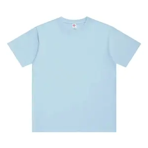 250g Summer Heavyweight Cotton Cylinder Round Neck Short Sleeve T-Shirt Loose Bottom Shirt Customized Uniforms Printed Image