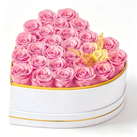 Eterfield Forever Flowers Roses éternelles en boîte en daim en forme de cœur - 100% rose véritable, dure toute l'année, idéal pour la Saint-Valentin, la fête des mères
