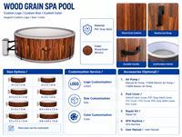 Holzmaserung Aufblasbarer Whirlpool DWF Drop-Stitch PVC Outdoor Tragbarer Hottub mit Sprudelmassage für Garten und Familiennutzung