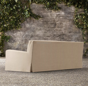 Sofá de Diseño Moderno Tapizado para Jardín, Patio, Exterior, Resistente a la Intemperie, con Cojines de Espuma y Tela, Sofás con Brazos, Muebles de Madera Hechos a Mano - Product Image 3