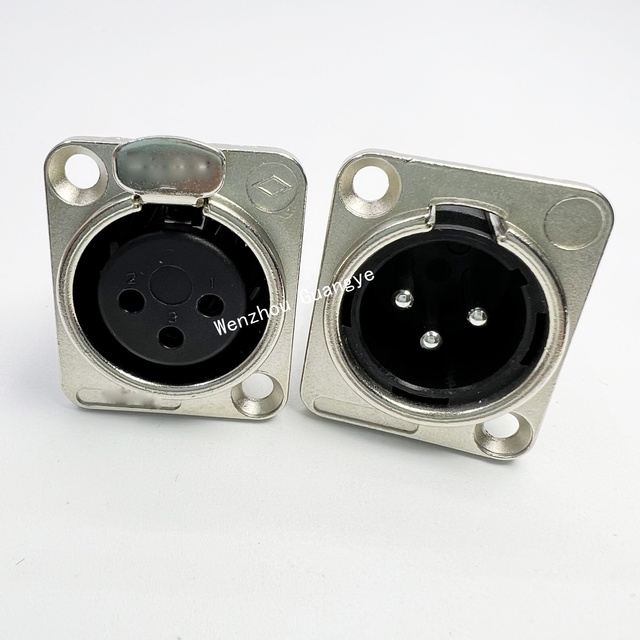 Audio XLR 3 Pin Female Socket Connector 3 Pin XLR Female Connector Panel Square 26*31.8mm XLR 3 Pin Female Socket Panel Mout
