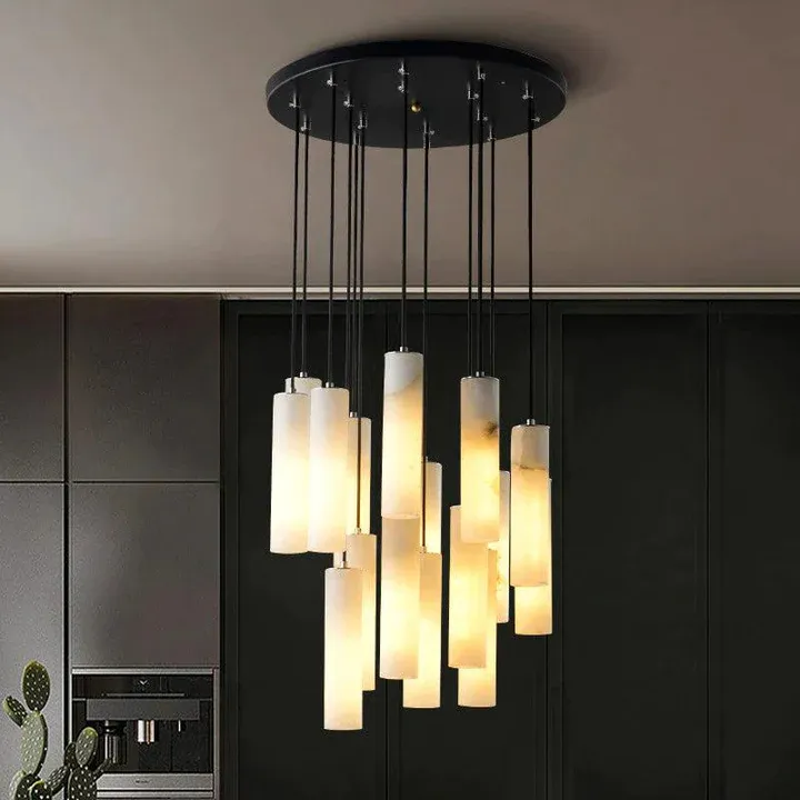 Luxury Alabaster Chandelier Light Natural Marble Lamp Villa Living Room Indoor Lamps