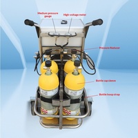 Appareil respiratoire mobile à haute pression monté sur chariot, à long tube, avec 2 ou 4 bouteilles de gaz et un masque facial en acier inoxydable.