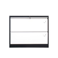 Archivador Metálico Moderno de 2 Niveles con Cajones, Gabinete de Acero para Archivos y Documentos con Cerradura Central