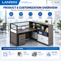 Poste de travail modulaire en bois pour 1, 2, 4 ou 6 personnes, bureau informatique, bureau cloisonné, table de bureau pour aménagements de bureaux modernes
