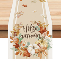 Chemin de table d'automne avec citrouille et guirlande florale 'Bonjour l'automne', décorations feuilles d'érable pour la maison et les fêtes en intérieur et en extérieur