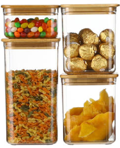 Contenitore per alimenti sigillato <span class=keywords><strong>trasparente</strong></span> con coperchio in bambù-contenitore di conservazione in plastica per animali domestici - Product Image 5