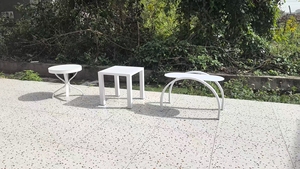 Mesa Auxiliar Redonda Moderna de Aluminio Blanco, Resistente a la Intemperie, para Hotel, Resort, Patio, Balcón, Muebles de Exterior - Product Image 4