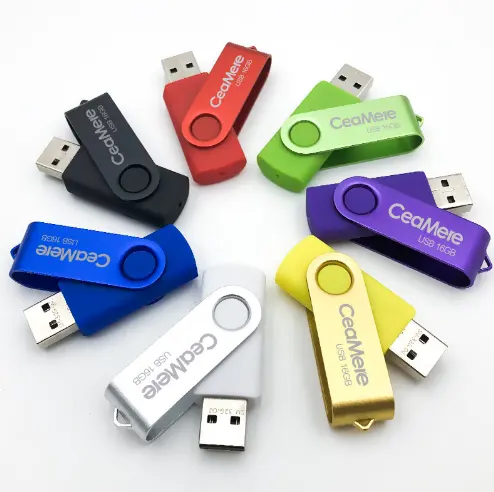 Các kim loại cổ điển xoay USB Flash Drive với USB3.0 và 2.0 tùy chỉnh USB Stick với 512Mb 8GB 32G 64G 128G 512GB Pendrive