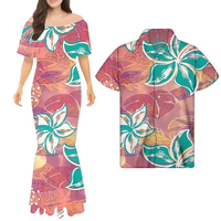Robe de sirène Samoan Puletasi Offre Spéciale d'été Ensemble deux pièces Tenues assorties pour couple Robe grande taille