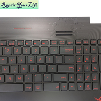 Clavier d'ordinateur portable rétroéclairé en anglais américain pour ASUS GL752 GL752VW 0KNB0-662GUI00 0KN0-RZ1UI13 avec coque supérieure noire pour repose-poignets
