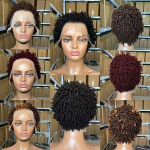 Perruque courte en cheveux humains vierges, coupe pixie, vague d'eau bouclée, couleur naturelle, densité 180%, perruque à dentelle frontale 13x1, 6 pouces - Product Image 3