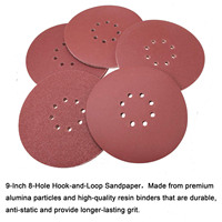 9 pouces 8 trous disques abrasifs oxyde d'aluminium rouge 120 grain disque de papier de verre rond crochet et boucle 3m papier abrasif de ponçage