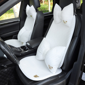 Cotton Embroidered Bear Car Seat Cushion Single Piece Soft Cooling Mat For Car Seats Four Seasons Use - Product Image 1